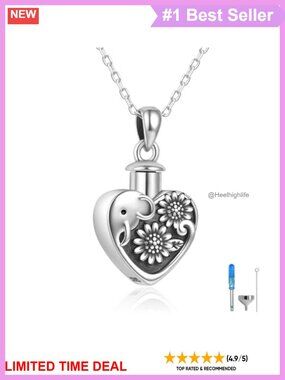925 Sterling Silver Heart Urn Necklace Cremation Memorial Keepsake Pendant